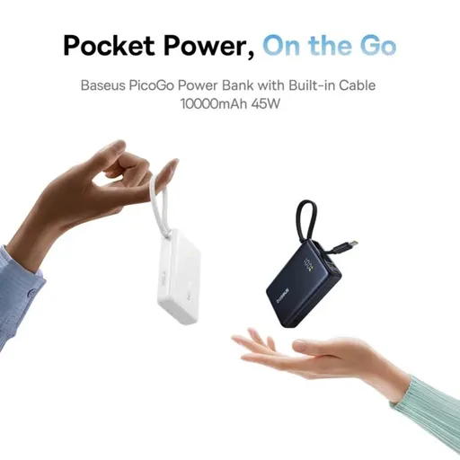 پاوربانک باسئوس 10000 میلی آمپر 45 وات مدل Baseus PicoGo Digital Display Power Bank - همت الکترونیک