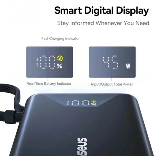 پاوربانک باسئوس 10000 میلی آمپر 45 وات مدل Baseus PicoGo Digital Display Power Bank - همت الکترونیک
