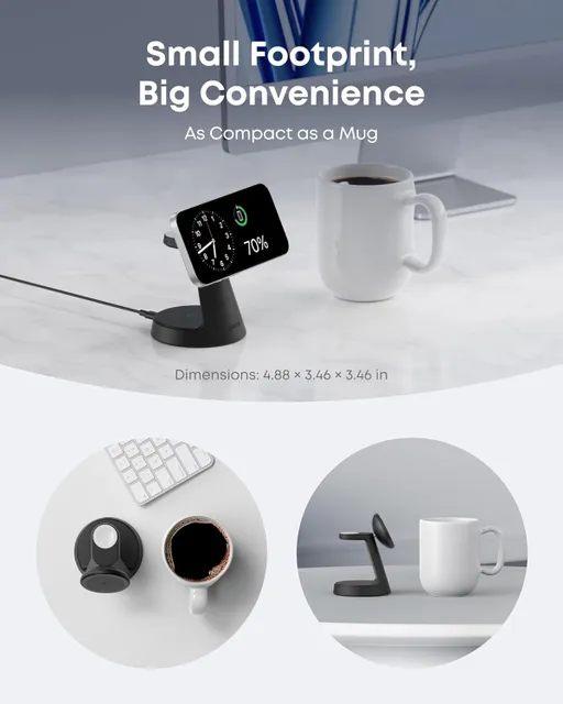 شارژر بی سیم 15 وات انکر مدل Anker MagGo Wireless Charging Station 3-in-1 Qi2 B25M4 - همت الکترونیک