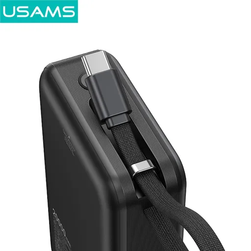پاوربانک 20000 میلی آمپر یوسمز 65 وات مدل Usams CD243 20KCD24301 دارای کابل USB-C متصل - همت الکترونیک