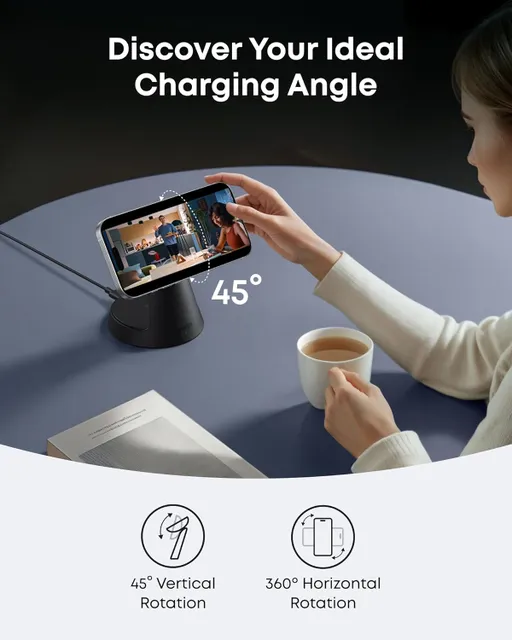 شارژر بی سیم 15 وات انکر مدل Anker MagGo Wireless Charging Station 3-in-1 Qi2 B25M4 - همت الکترونیک