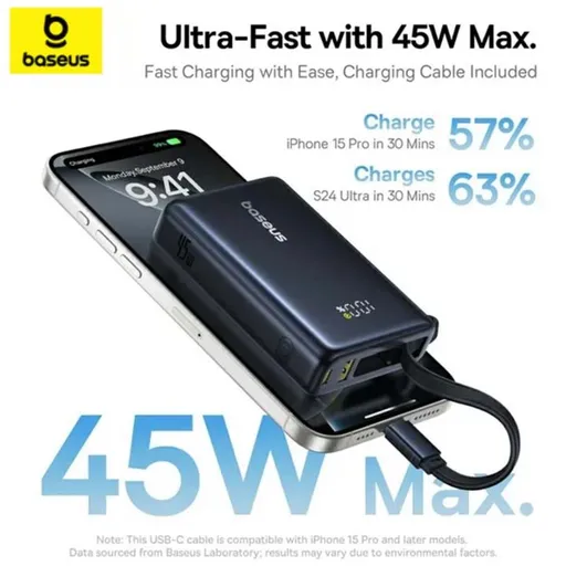 پاوربانک باسئوس 10000 میلی آمپر 45 وات مدل Baseus PicoGo Digital Display Power Bank - همت الکترونیک