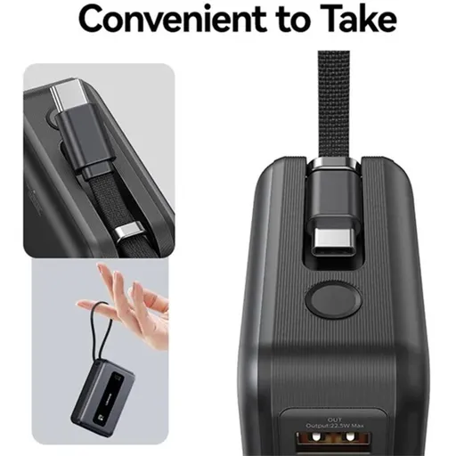 پاوربانک 20000 میلی آمپر یوسمز 65 وات مدل Usams CD243 20KCD24301 دارای کابل USB-C متصل - همت الکترونیک