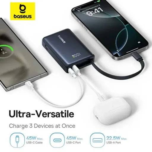 پاوربانک باسئوس 10000 میلی آمپر 45 وات مدل Baseus PicoGo Digital Display Power Bank - همت الکترونیک