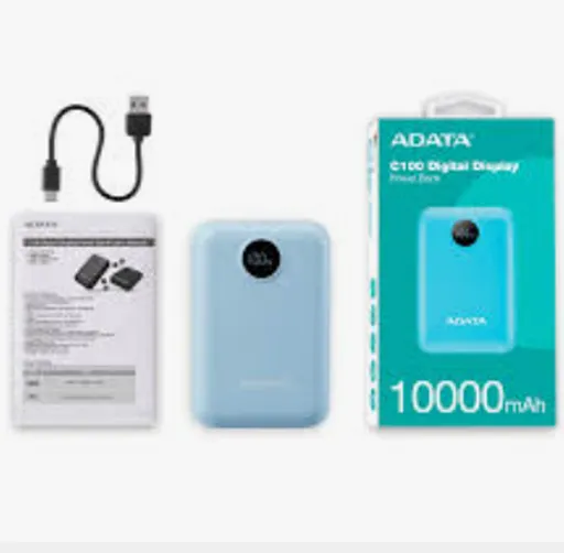 پاوربانک 10000 میلی آمپر ای دیتا 20 وات مدل Adata C100 Digital Display - همت الکترونیک